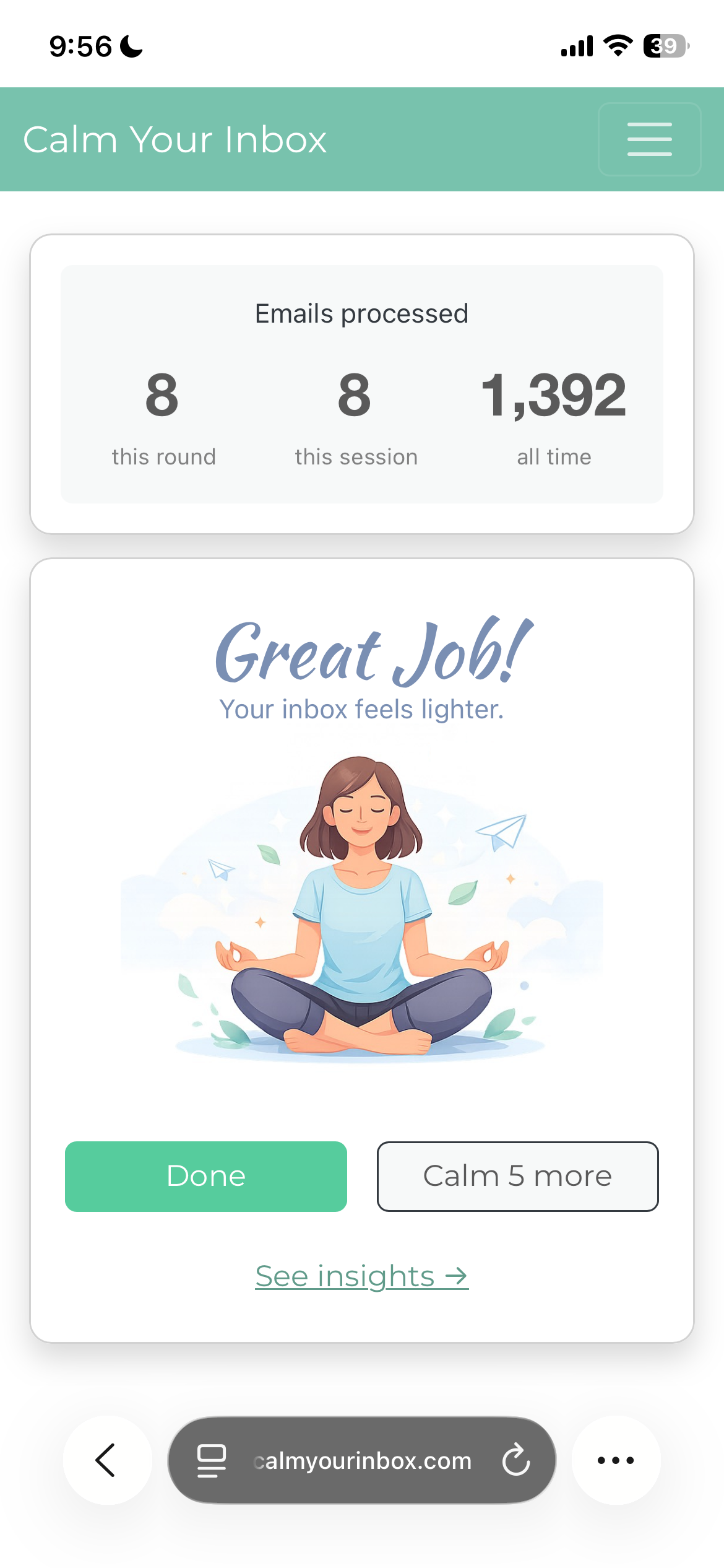 Celebrate finishing a session